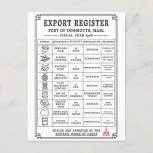 Innsmouth Shipping Manifest Vintag Deep Sea Feiertagspostkarte