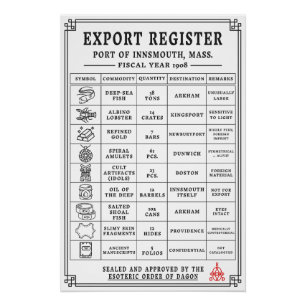 Innsmouth Shipping Manifest Vintag Deep Sea Poster
