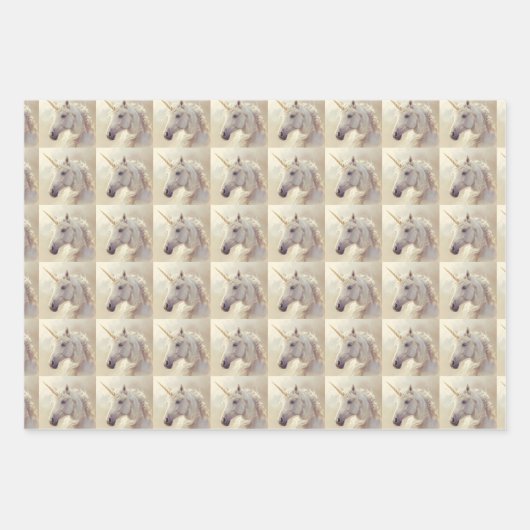 Inpakpapier met Witte Unicorn Sparkle Geschenkpapier Set (Vorderseite 2)