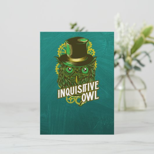 Inquisitive Owl - Steampunkish Card (Stehend Vorderseite)