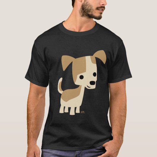 Inquisitiver kleiner Hund Cartoon T - Shirt (Vorderseite)