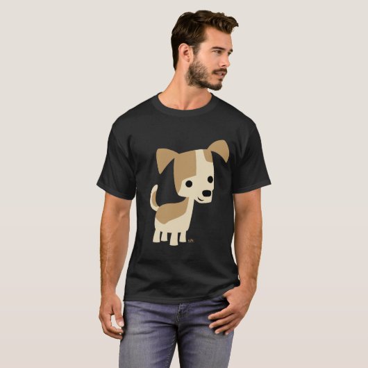 Inquisitiver kleiner Hund Cartoon T - Shirt (Vorne ganz)