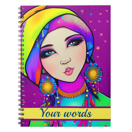 Inquisitives Whimsical Girl Spiral Foto Notebook Notizblock (Vorderseite)