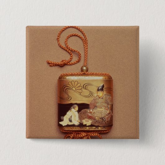 Inro, der einen Bediensteten knit vor a zeigt Button (Vorderseite)