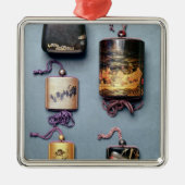 Inro- und Tabakbeutel Silbernes Ornament (Vorne)