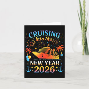 Ins neue Jahr 2026 cruisen Frohes neues Jahr Fam Karte