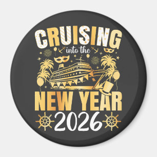 Ins neue Jahr 2026 cruisen Kreis Magnet