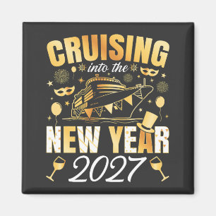 Ins neue Jahr 2027 cruisen Quadrat Magnet