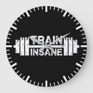 Insane - Barbell, Fitnessraum, Workout Inspiration Große Wanduhr