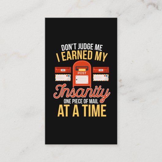 Insane Postman Funny Christmas Remüde Mailman Visitenkarte (Vorderseite)