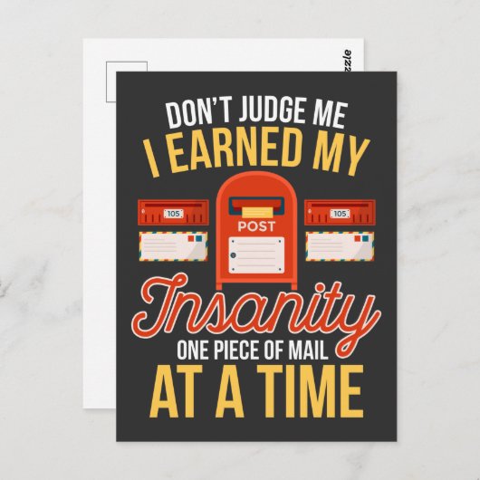 Insane Postman Funny Christmas Remüman Mailman Postkarte (Vorne/Hinten)