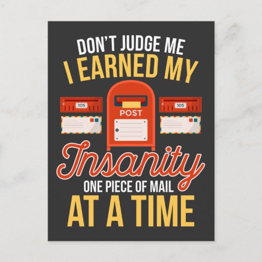 Insane Postman Funny Christmas Remüman Mailman Postkarte (Vorderseite)