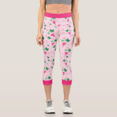 Insanely Pink Floral Botanic Capri Leggings (Vorderseite)