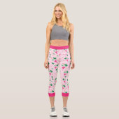 Insanely Pink Floral Botanic Capri Leggings (Vorderseite)
