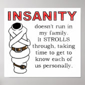 Insanity Strollts Funny Poster Sign (Vorne)