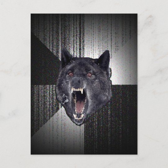 Insanity Wolf Meme Funny Memes Black Wolf Postkarte Zazzle De