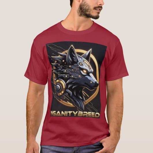 INSANITYBREED - Cybernetic Wolf Tech T-Shirt (AI A (Vorderseite)