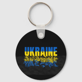 Inschrift Ukraine in blau-gelb Farbe. Ukraine Schlüsselanhänger