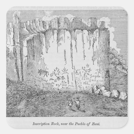 Inschriftenfelsen, in der Nähe des Pueblos Zuni Quadratischer Aufkleber (Vorderseite)