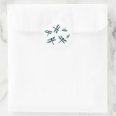 Insect Art Dancing Blue Dragonfly Bugs Runder Aufkleber (Tasche)