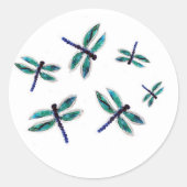 Insect Art Dancing Blue Dragonfly Bugs Runder Aufkleber (Vorderseite)