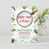 Insect Bugs Birthday Einladung (Stehend Vorderseite)