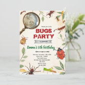 Insect Bugs Birthday party Invitation Einladung (Stehend Vorderseite)