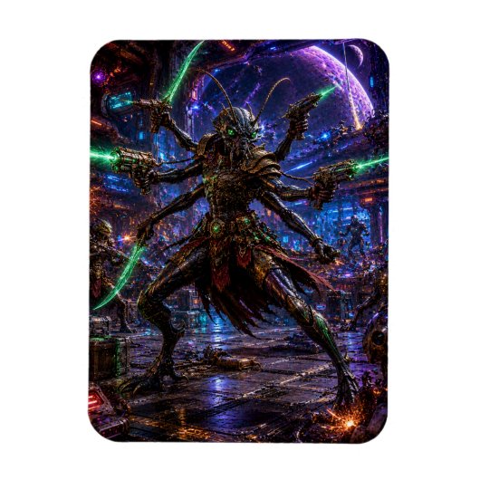 Insectoid Space Pirate — Six-Armed Combatant Magnet (Vertikal)