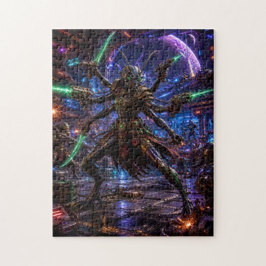 Insectoid Space Pirate — Six-Armed Combatant Puzzle (Vertikal)