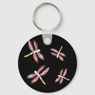 Insekt Art Pink Dragonflies Schlüsselanhänger