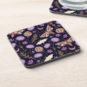 Insekt der lila Moth-Blume | Elegante Moth Unterse Getränkeuntersetzer (Linke Seite)