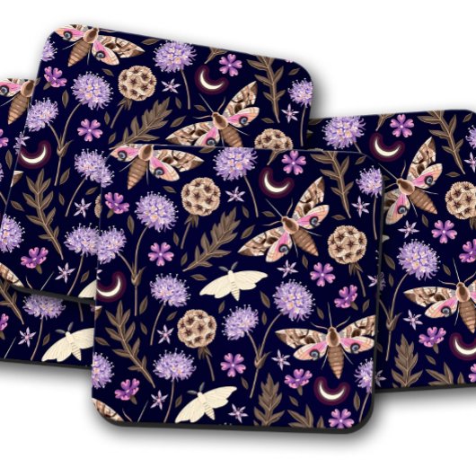 Insekt der lila Moth-Blume | Elegante Moth Unterse Getränkeuntersetzer