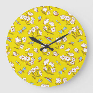 Insekten Blume Schmetterlinge: Sommernahtlose Patt Große Wanduhr
