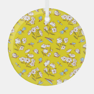 Insekten Blume Schmetterlinge: Sommernahtlose Patt Ornament Aus Glas