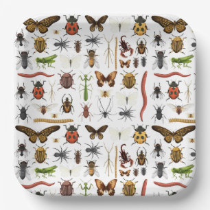 Insekten-Papierteller, Partyartikel mit Käfern Pappteller