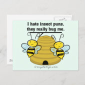 Insekten Puns Bug Me Funny Bumble Bienen Postkarte (Vorne/Hinten)
