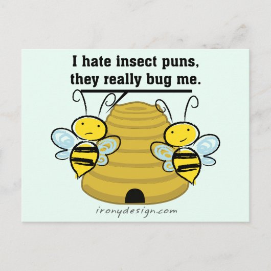 Insekten Puns Bug Me Funny Bumble Bienen Postkarte (Vorderseite)
