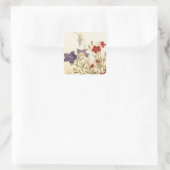 Insekten und Blume von Utamaro Quadratischer Aufkleber (Tasche)