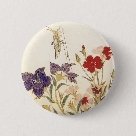 Insekten und Blumen durch Utamaro Button (Vorderseite)