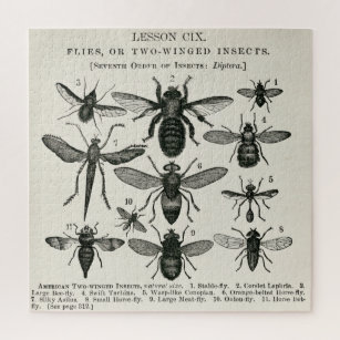 Insekten Vintage Beutel mit zwei Flügelscharten Puzzle