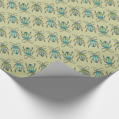 Insektenbug, aqua-blaue gemusterte Verpackung Geschenkpapier (Ecke)