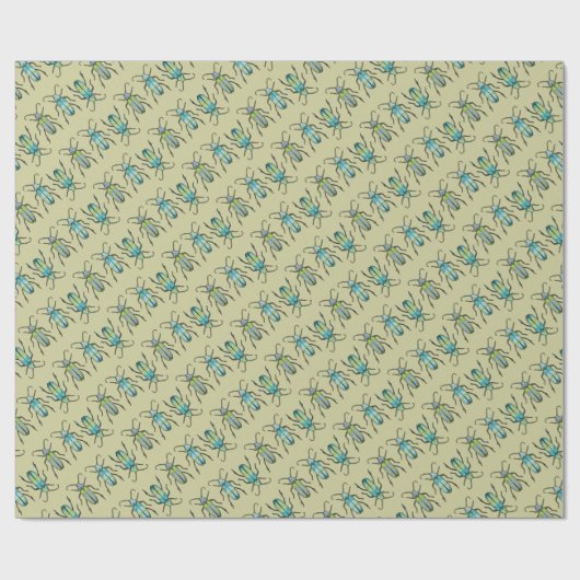 Insektenbug, aqua-blaue gemusterte Verpackung Geschenkpapier (Flach)