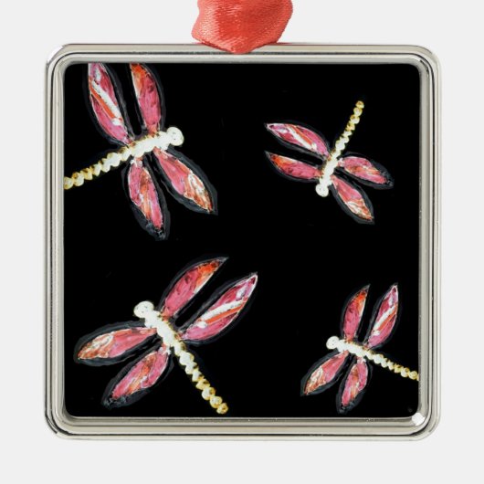 Insektenkunst Rosa Dragonfly Ornament Aus Metall (Vorne)