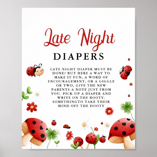 Insektenlaute Lady Late Night Diaper Kinderduschen Poster (Vorne)