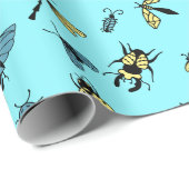 Insektenmuster | Light Blue Geschenkpapier (Rolleneckpunkt)
