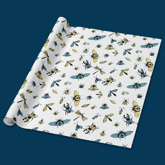 Insektenmuster | weiß geschenkpapier