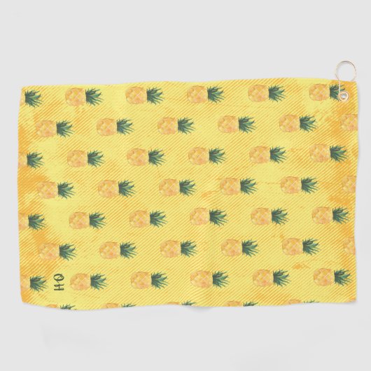Insel Beach Ananas Mit Monogramm Golfhandtuch (Horizontal)