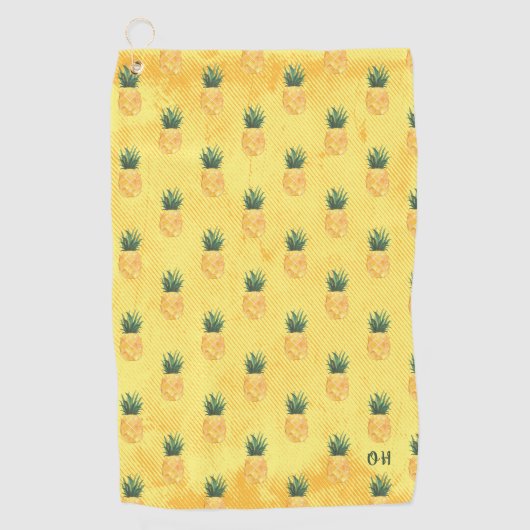 Insel Beach Ananas Mit Monogramm Golfhandtuch (Vorderseite)