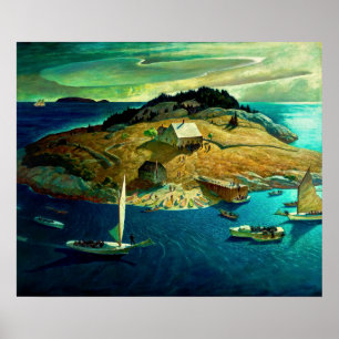 Insel Beerdigung von Newell Convers Wyeth Poster