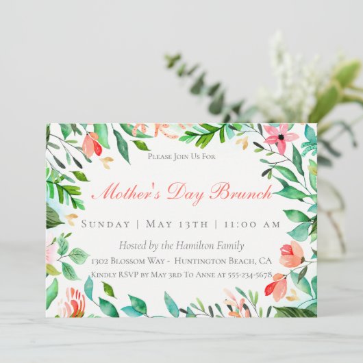 Insel Blumenmüttertag Einladung (Stehend Vorderseite)